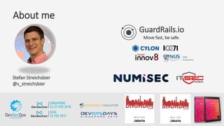About me
Stefan Streichsbier
@s_streichsbier
GuardRails.io
Move fast, be safe.
 