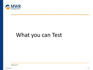 06/11/2012 50
What you can Test
 