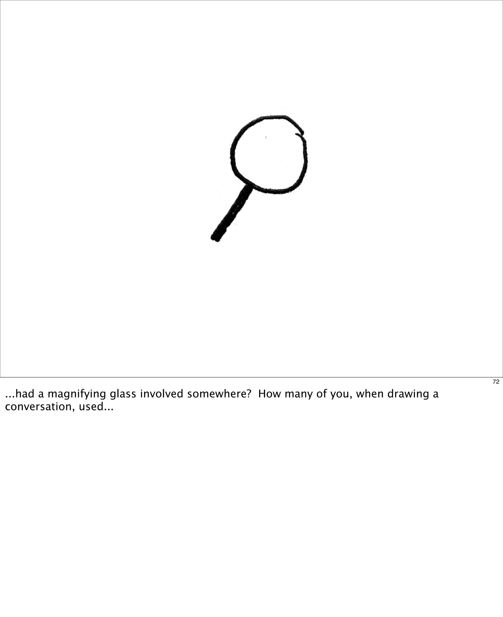 72

...had a magnifying glass involved somewhere? How many of you, when drawing a
conversation, used...

 