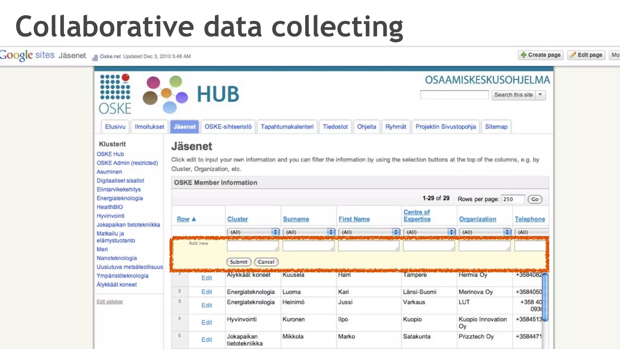 Collaborative data collecting
 