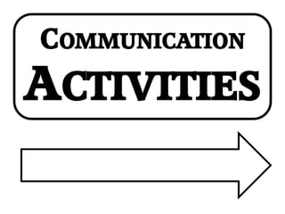 COMMUNICATION
ACTIVITIES
 