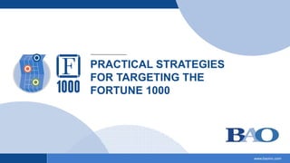 PRACTICAL STRATEGIES
FOR TARGETING THE
FORTUNE 1000
www.baoinc.com
 