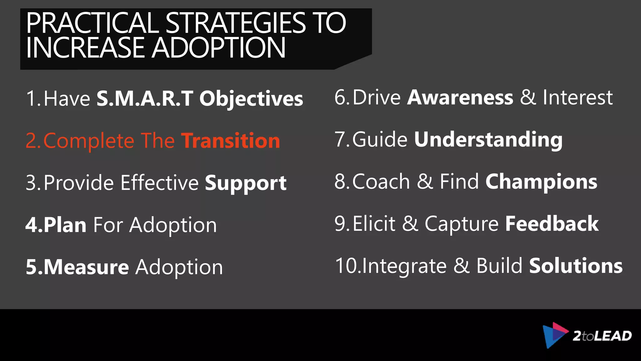 REMOVE
ALTERNATIVES
& MAKE
MANDATORY…
Be proud; you
rock superstar
It’s never the nicest option, but from leadership down can be effective.
Share ideas and
docs in OneDrive
Look in Search
& Delve
Ask others for
help via Lync
Kick email butt
with Exchange
 
