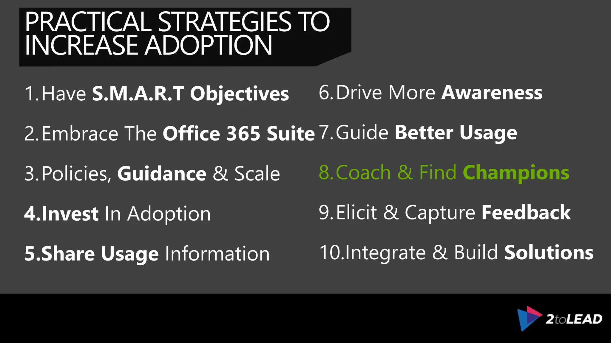 BEST IN CLASS
SHOWCASES…
Recognize champions and educate on how others can improve/emulate.
 