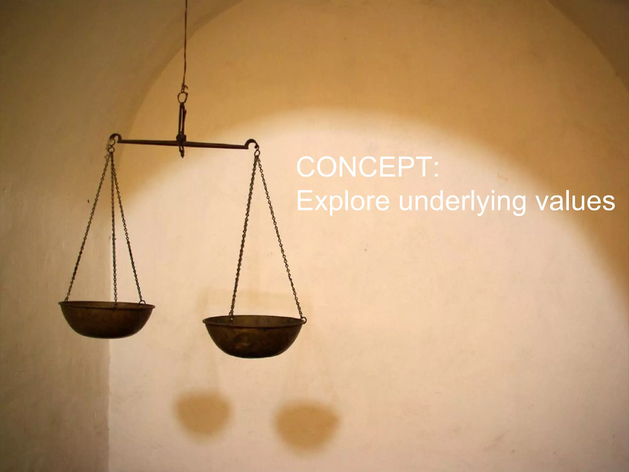 Joe McVeigh www.joemcveigh.org
CONCEPT:
Explore underlying values
 