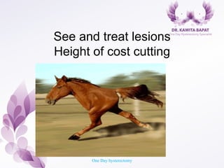 See and treat lesions
Height of cost cutting
One Day hysterectomy
 