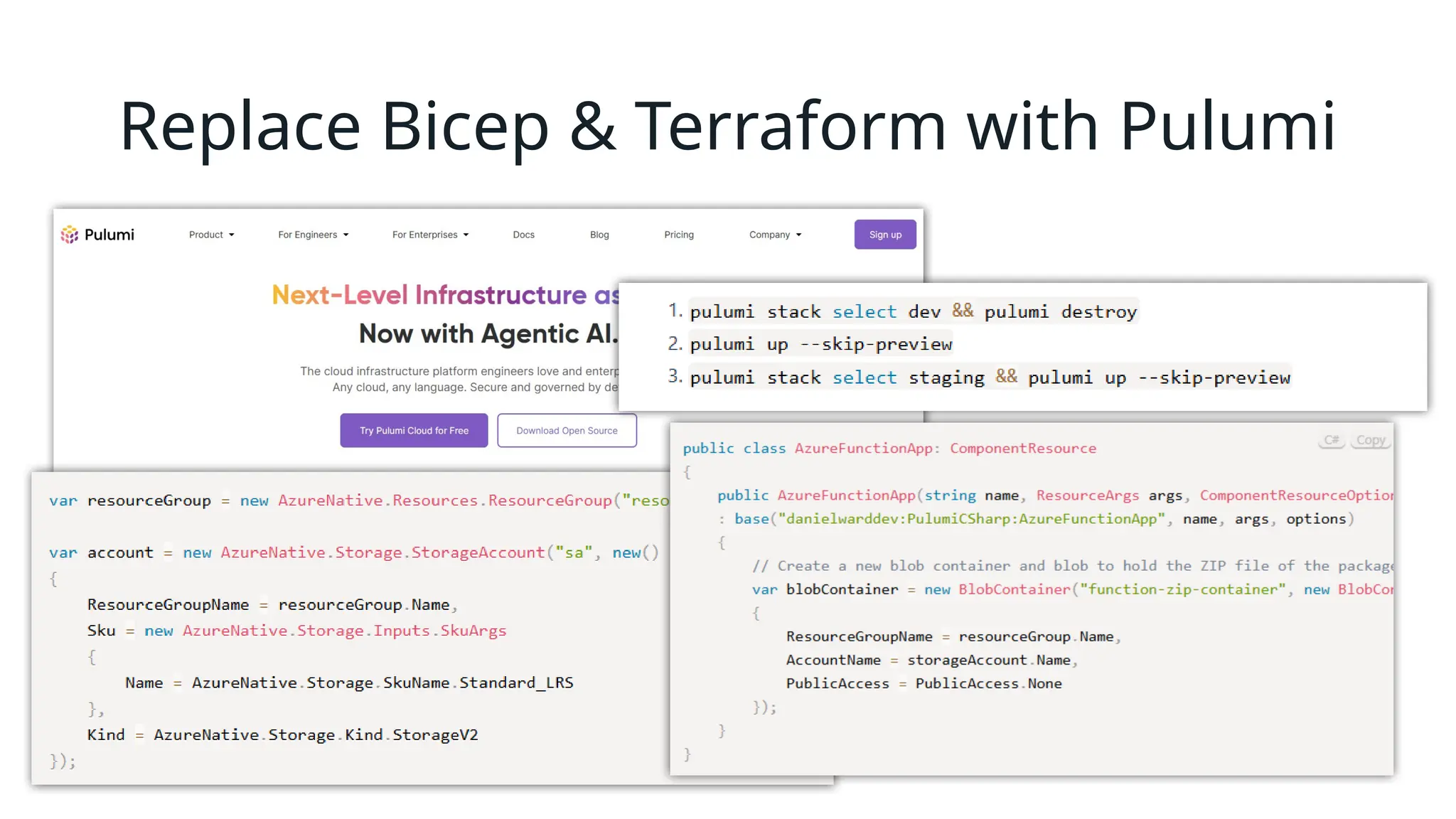 Replace Bicep & Terraform with Pulumi
 