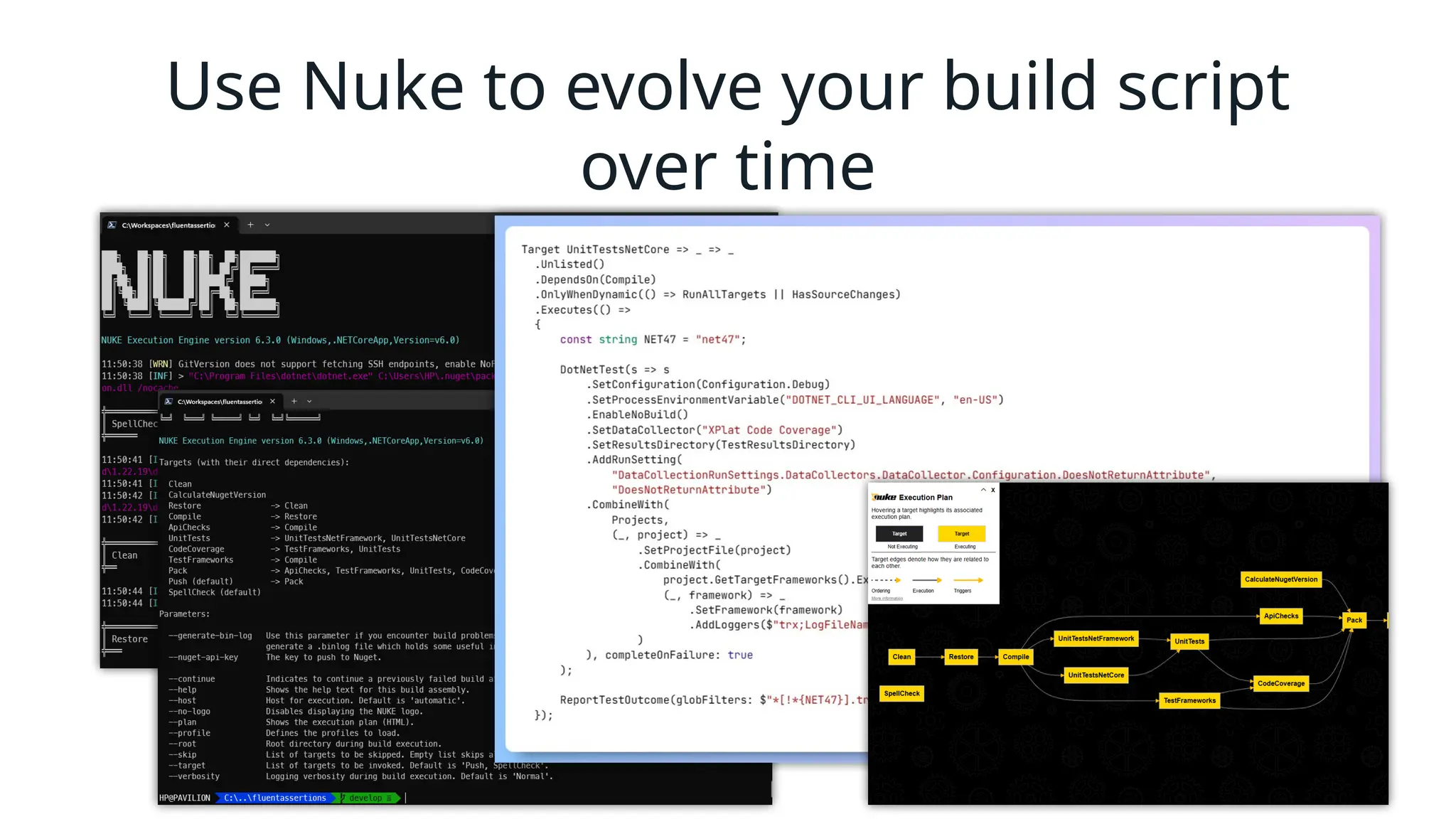 Use Nuke to evolve your build script
over time
 