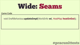 #pracunittests
Wide: Seams
void DraftBehaviour.updateImpl(WorldInfo wi, HeatMap heatInOut);
Game Code
 
