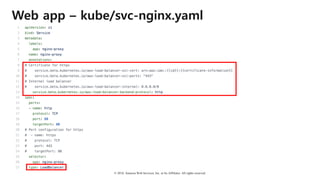© 2018, Amazon Web Services, Inc. or Its Affiliates. All rights reserved.
Web app – kube/svc-nginx.yaml
 