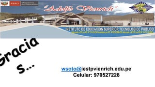 wsoto@iestpvienrich.edu.pe
Celular: 970527228
 
