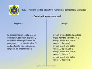Practica nivel de programacion ingry nataly pineda garnica 1103 | PPT