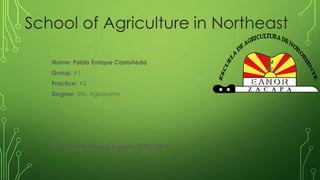 Name: Pablo Enrique Castañeda
Group: #1
Practice: #2
Degree: 5to. Agronomy
Llanos de la Fragua, Zacapa 19/01/2015
 