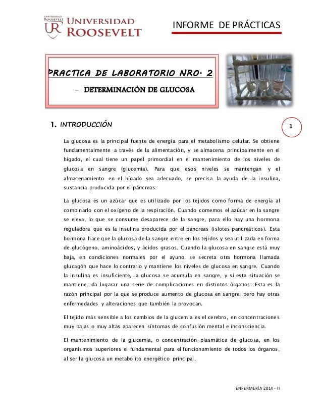 Informe 2 bioquimica determinacion de glucosa Informe 2 bioquimica determinacion de glucosa