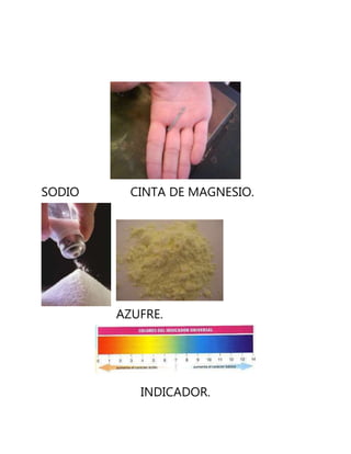 SODIO     CINTA DE MAGNESIO.




        AZUFRE.




           INDICADOR.
 
