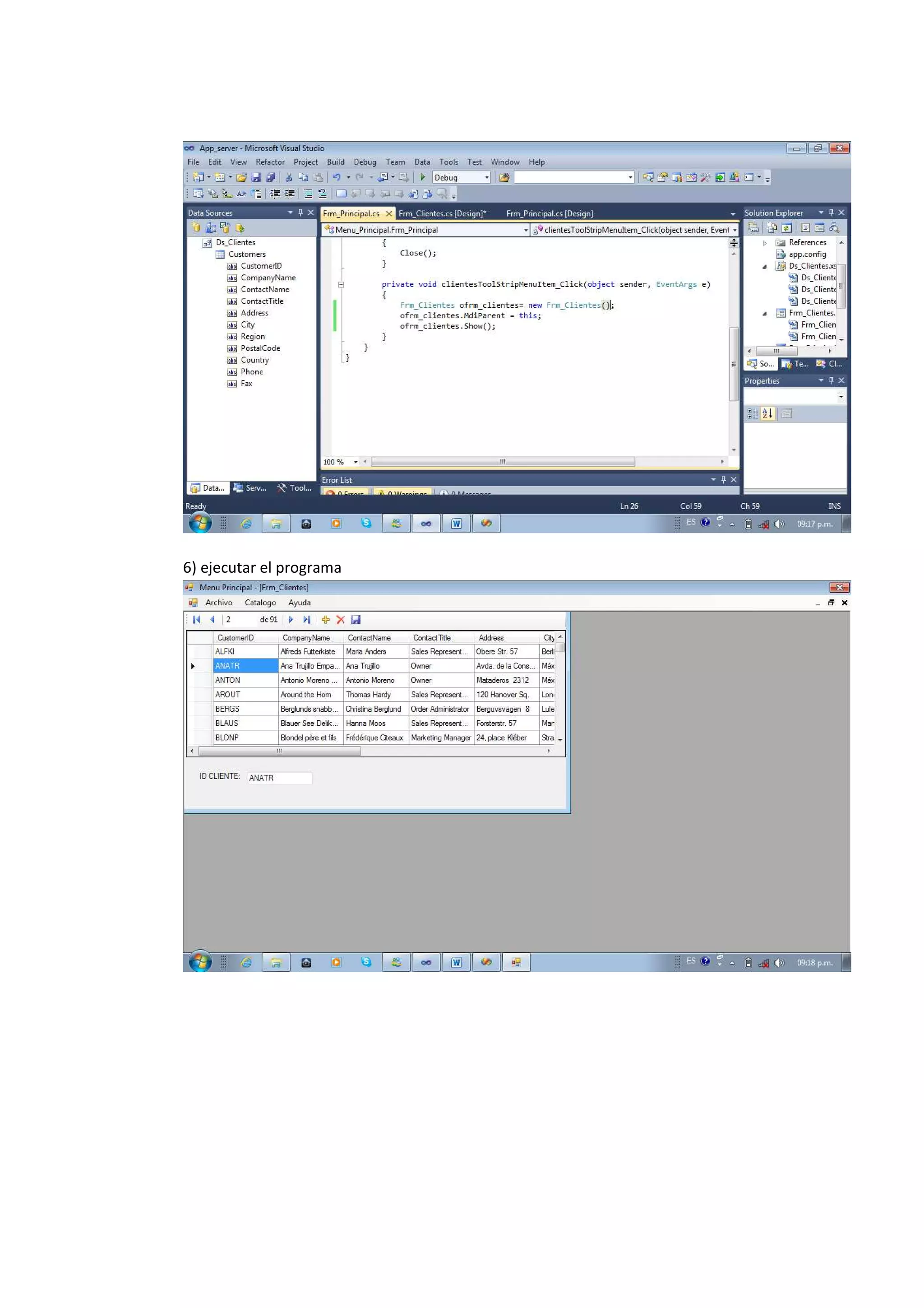 6) ejecutar el programa
 