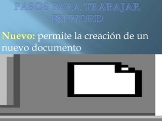 permite la creación de un
nuevo documento
 
