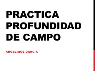 PRACTICA
PROFUNDIDAD
DE CAMPO
ANGELIQUE GARCIA
 