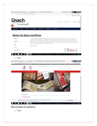 o Usal
Bases de datos de repositorios
o Teseo
 