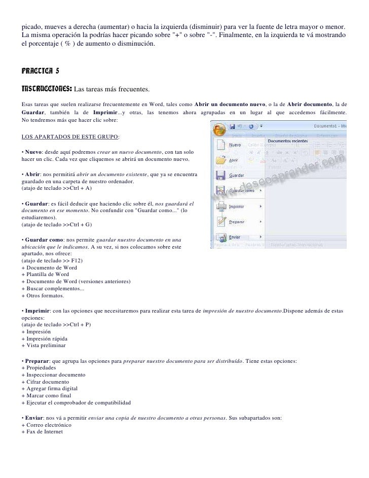 PRACTICAS 1-5 TUTORIAL DE WORD 2007
