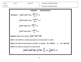 56
Grupo: Fecha: Calificación:
Nombre:
Prácticas de Cálculo Integral
Academia de Matemáticas
 