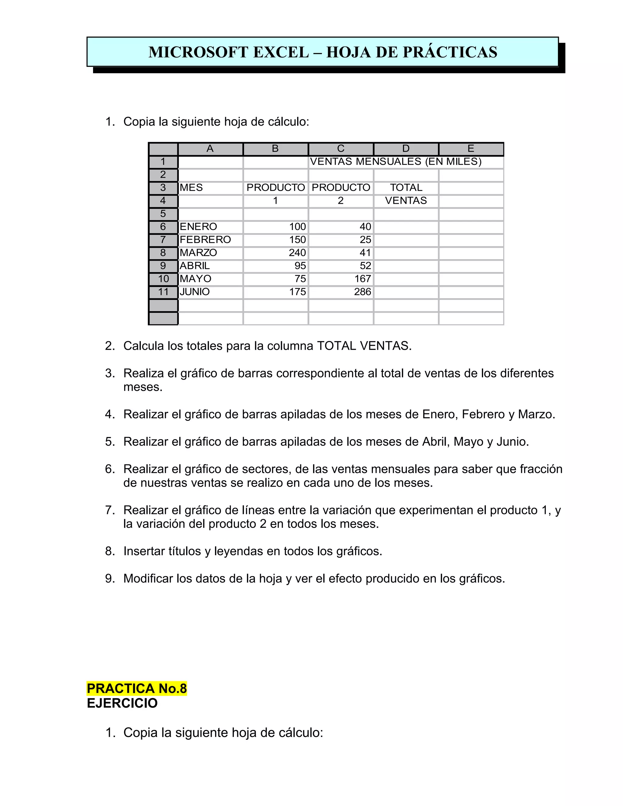 Practicas de excel (manual)