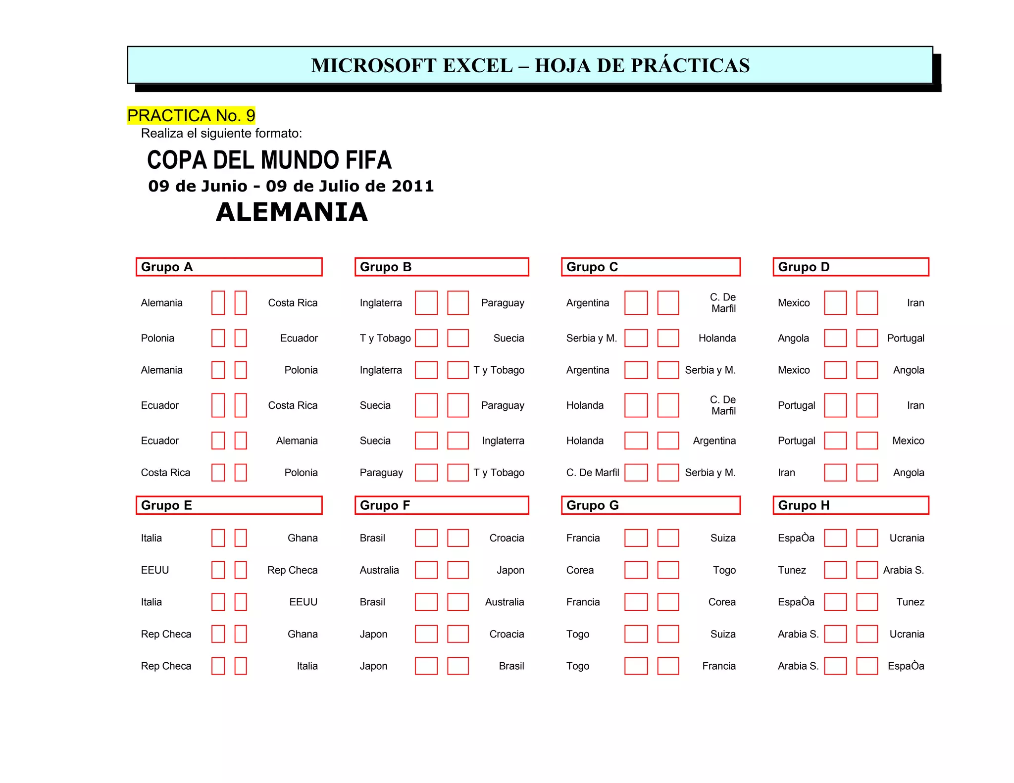 Practicas de excel (manual)