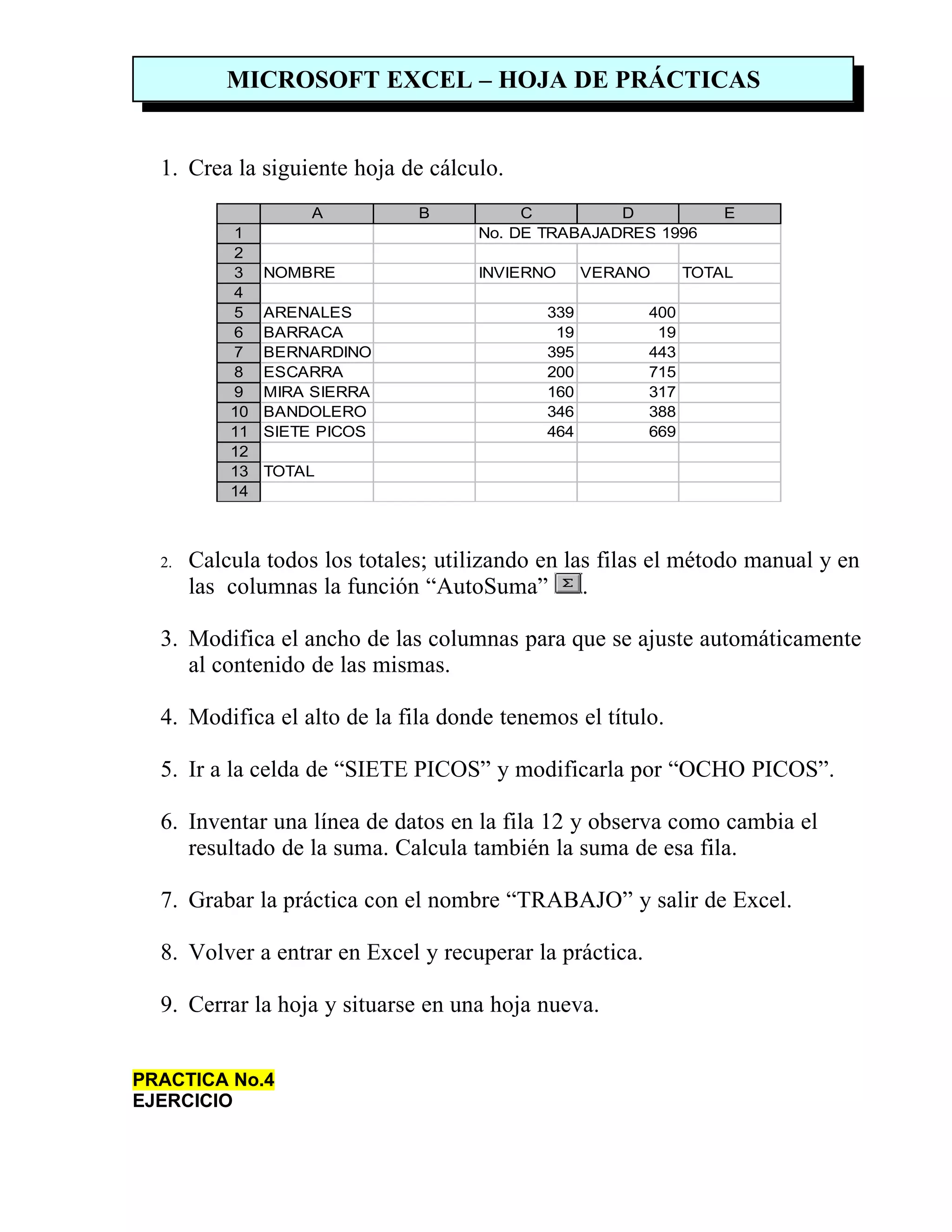 Practicas de excel (manual)