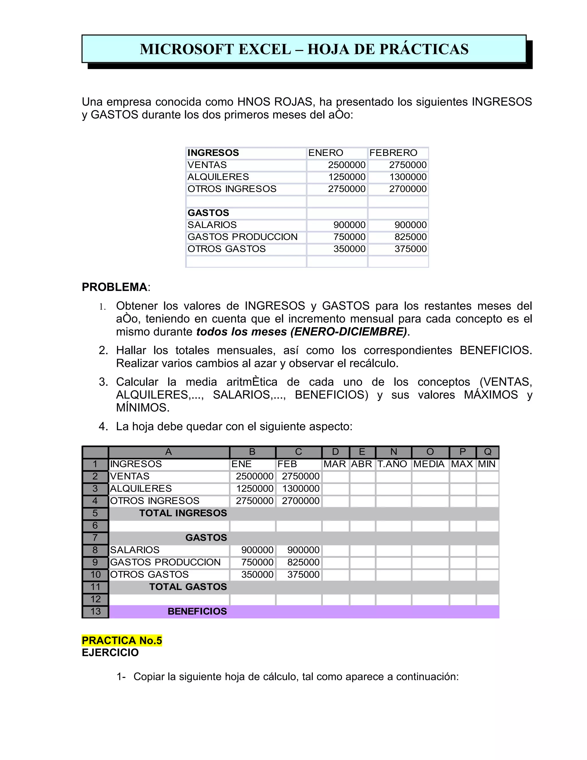 Practicas de excel (manual)