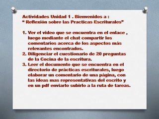 Reflexión práctica escritural