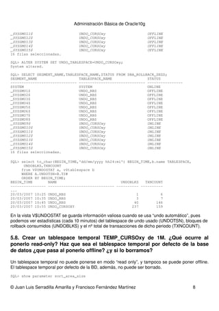 Practicas tablespaces tema5 oracle tablespace | PDF