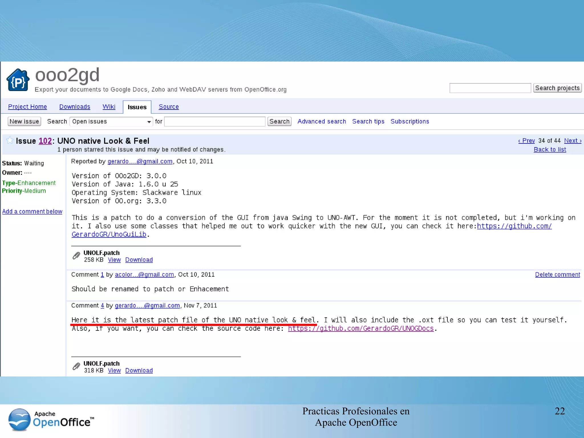 Practicas Profesionales en   22
   Apache OpenOffice
 