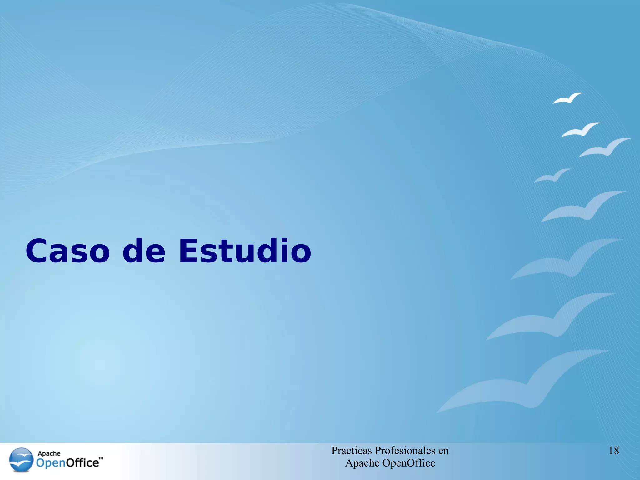 Practicas Profesionales en
Apache OpenOffice
18
Caso de Estudio
 