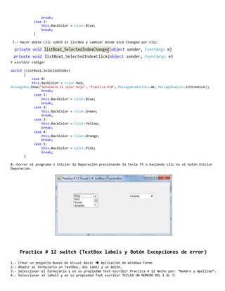 Visual Basic Backcolor Practicas visual basic-net | DOCX