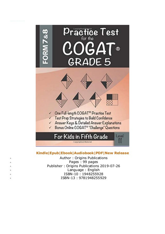 P.D.F Practice Test for the COGAT Grade 5 Level 11: CogAT Test Prep G…