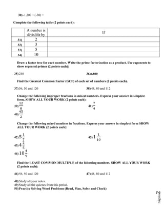 Practice Accum Exam 3rd Period 7th