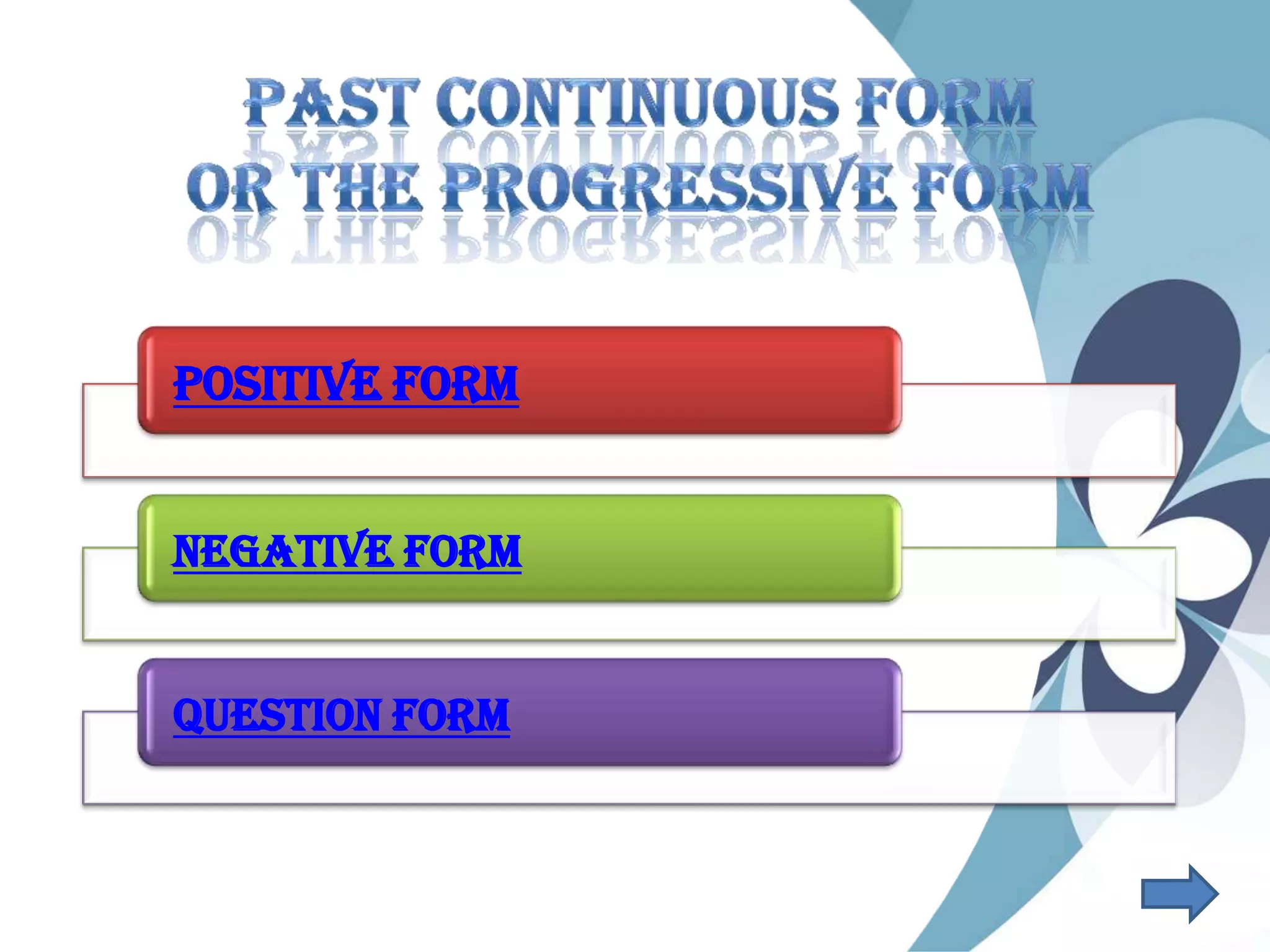Positive Form
Negative Form
Question Form
 