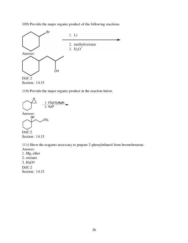 chapter 14 organic chemistry by wade draw the major organic product formed in the following reaction