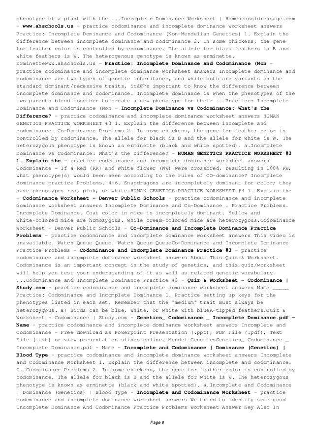 DOWNLOAD Practice Codominance And Incomplete Dominance Worksheet Answers DOWNLOAD Practice Codominance And Incomplete Dominance Worksheet Answers