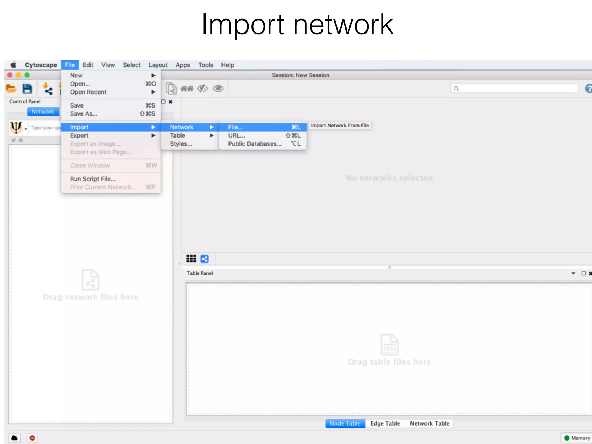 Import network
 
