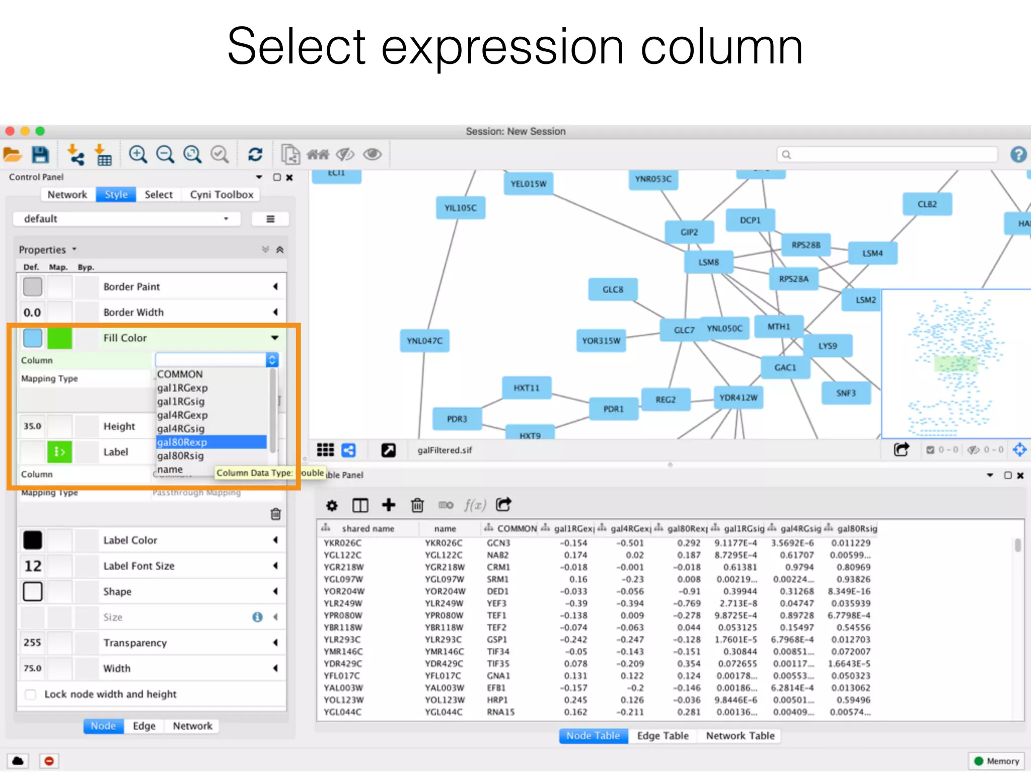 Select expression column
 