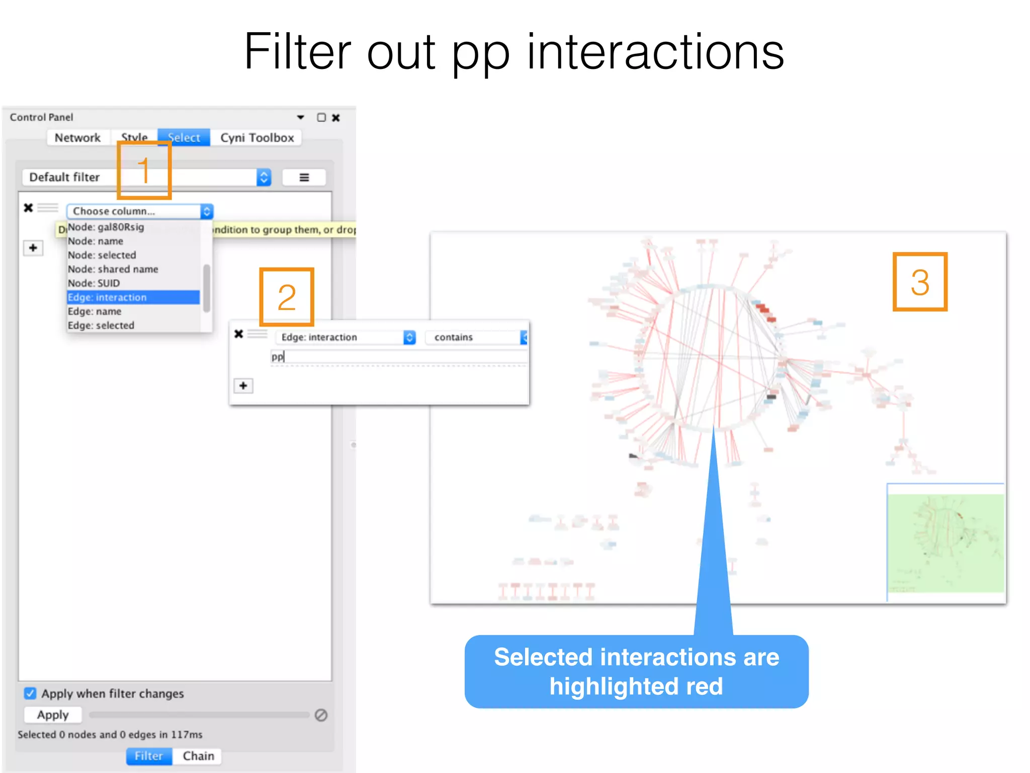 1
Filter out pp interactions
32
Selected interactions are
highlighted red
 