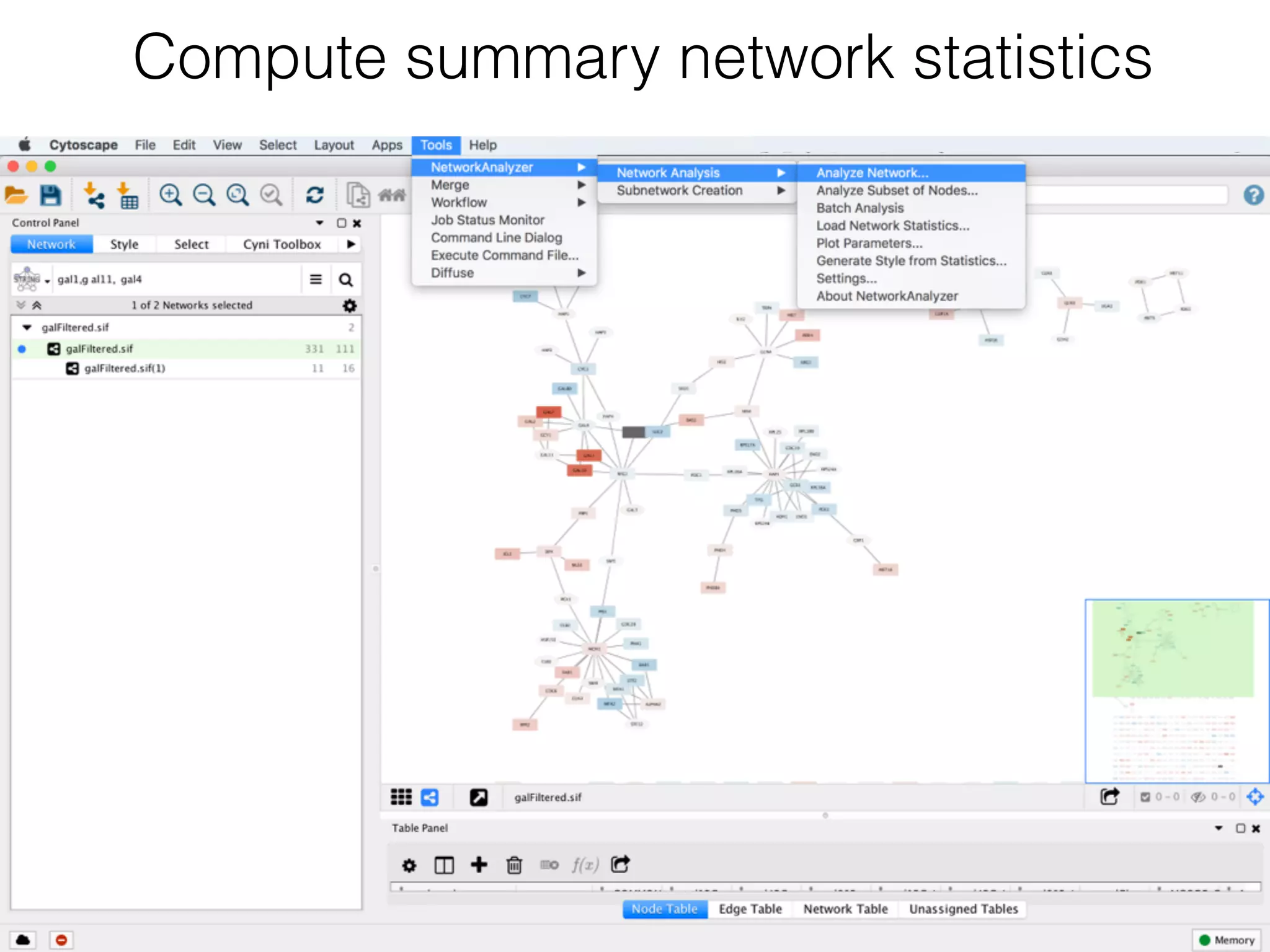 Compute summary network statistics
 