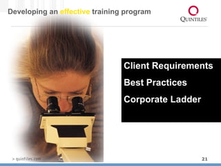 Developing an  effective  training program Client Requirements Best Practices Corporate Ladder 