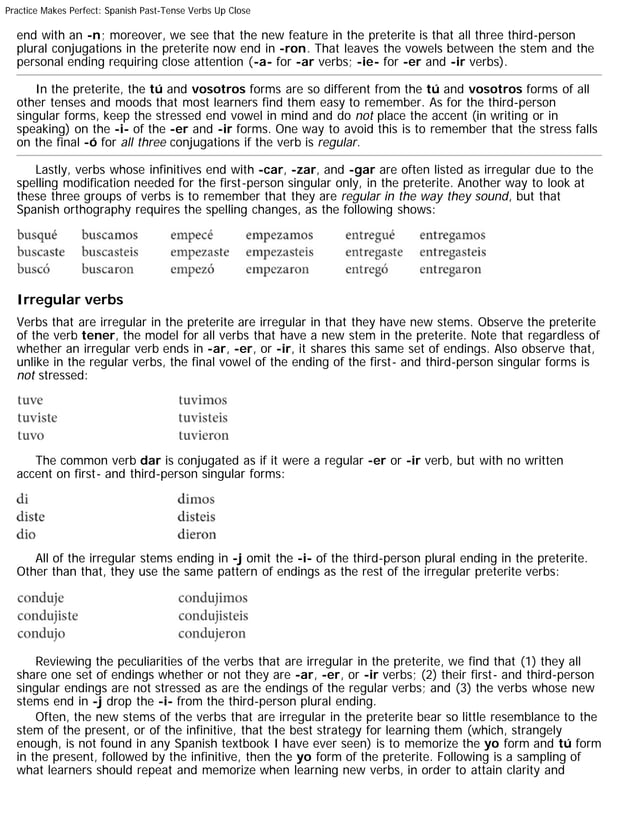 Practice makes perfect spanish past tense verbs PDF