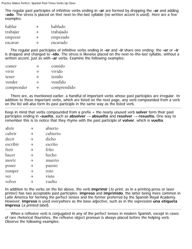 Practice makes perfect spanish past tense verbs PDF