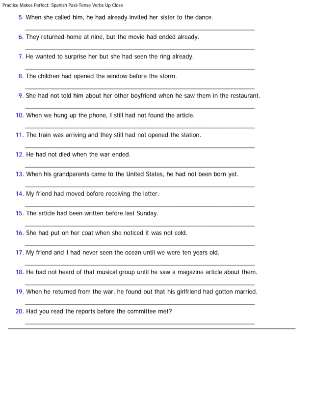 Practice makes perfect spanish past tense verbs PDF