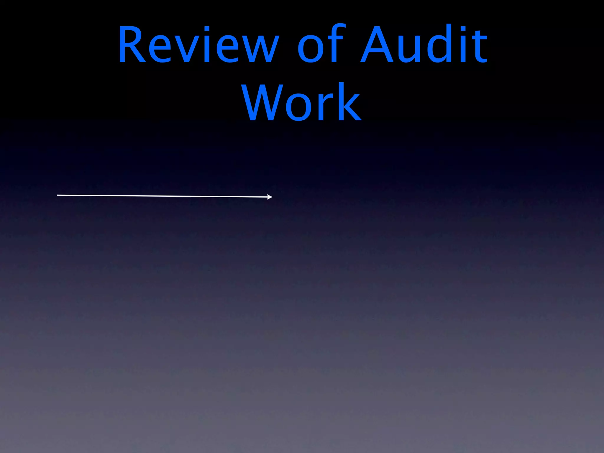 Review of Audit
     Work
 