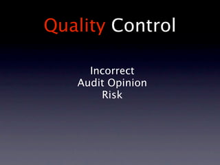 Quality Control

     Incorrect
   Audit Opinion
       Risk
 