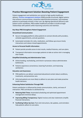 Practice Management Solution Boosting Patient Engagement | PDF